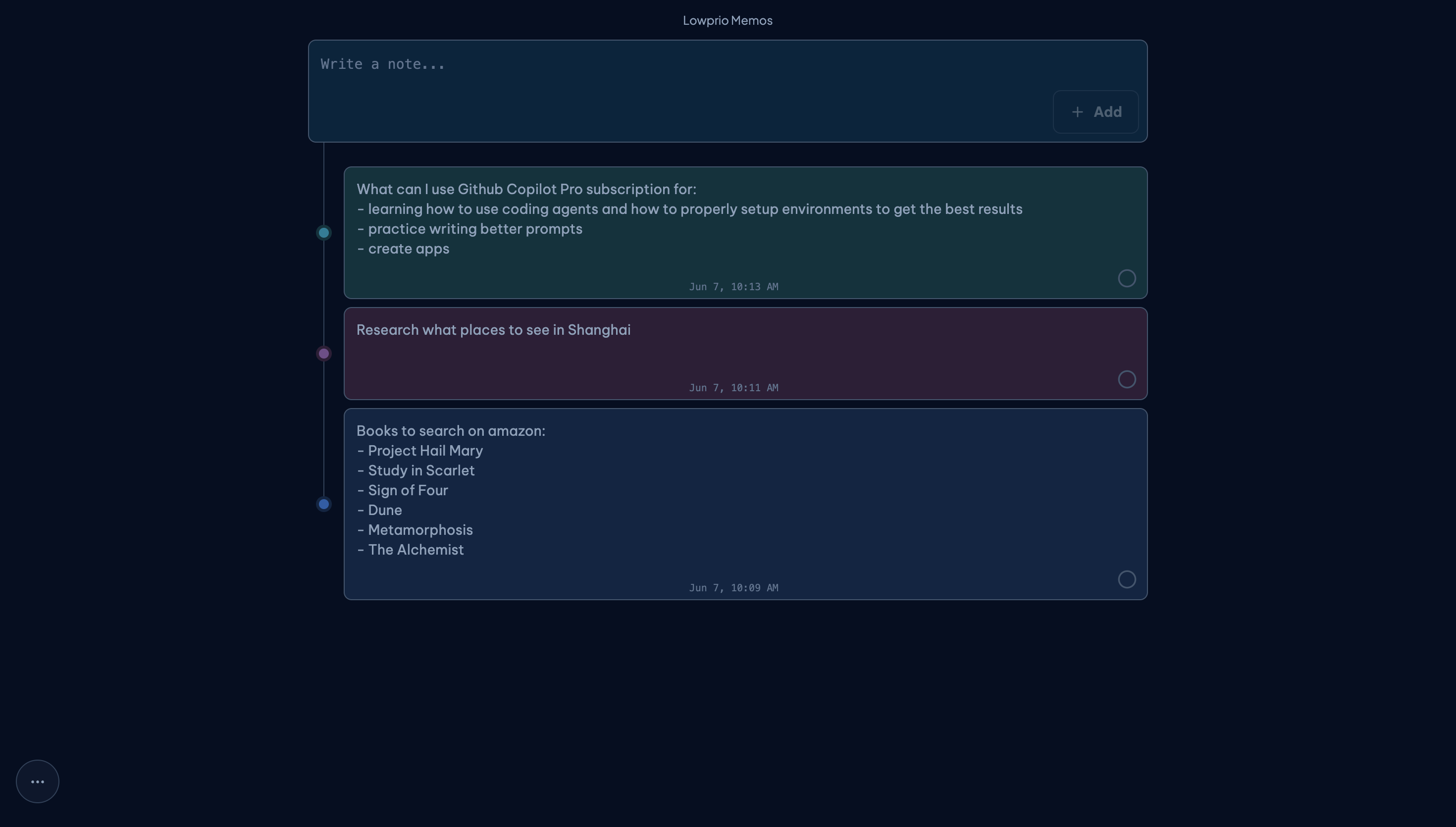 Screenshot preview of Lowprio Memos.